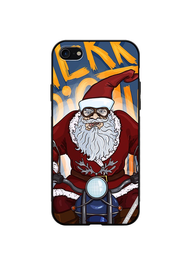 VR CREATIVE Protective Case Cover For Apple iPhone 7/8/SE 2020 Cartoon Christmas Postcard Santa Claus On Motorcycle Design Multicolour - Image 1