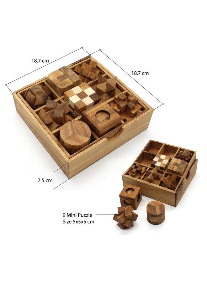 Fun Games For Adults 3D Wooden Puzzle Brain Teasers And Educational Games In Set Of 9 Wooden Puzzles To Challenging Puzzles For Adults And Brain Games For Kids Suit For Living Room (9 Puzzle Set)
