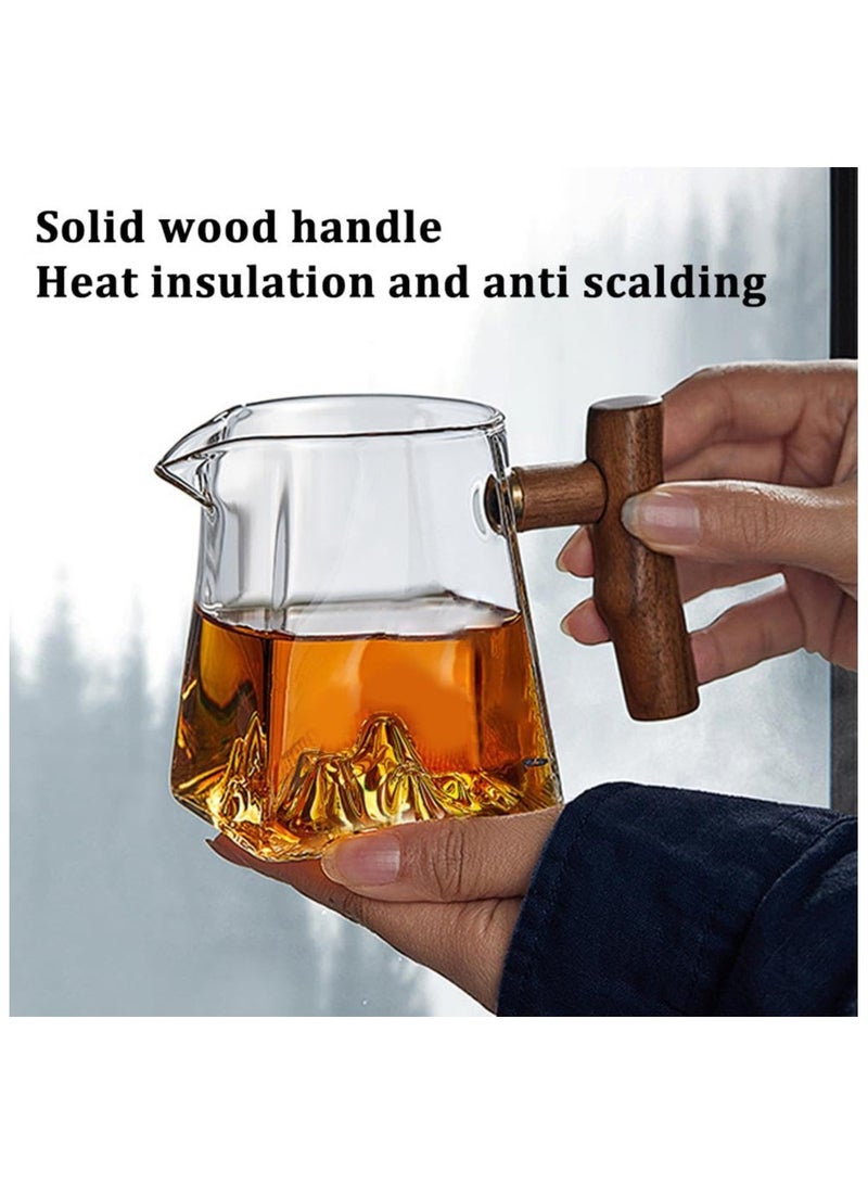 SYOSI غلاية شاي من زجاج البورسليكات العالي، إبريق قهوة سهل الصب، غلاية شاي شفافة سهلة الصب مع مقبض خشبي لصنع شاي الأوراق السائبة، ماكينة شاي محمولة للهدايا الخاصة بالتخييم للرجال والنساء 350مل - Image 3