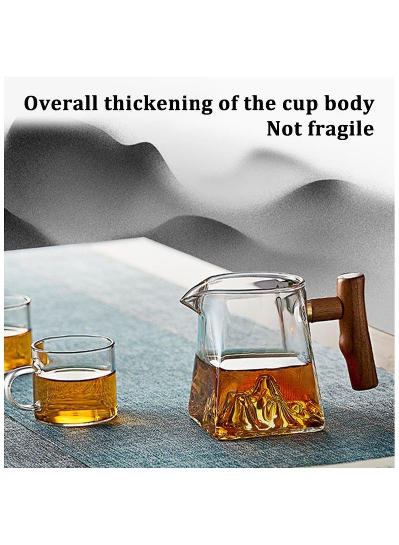 SYOSI غلاية شاي من زجاج البورسليكات العالي، إبريق قهوة سهل الصب، غلاية شاي شفافة سهلة الصب مع مقبض خشبي لصنع شاي الأوراق السائبة، ماكينة شاي محمولة للهدايا الخاصة بالتخييم للرجال والنساء 350مل - Image 4