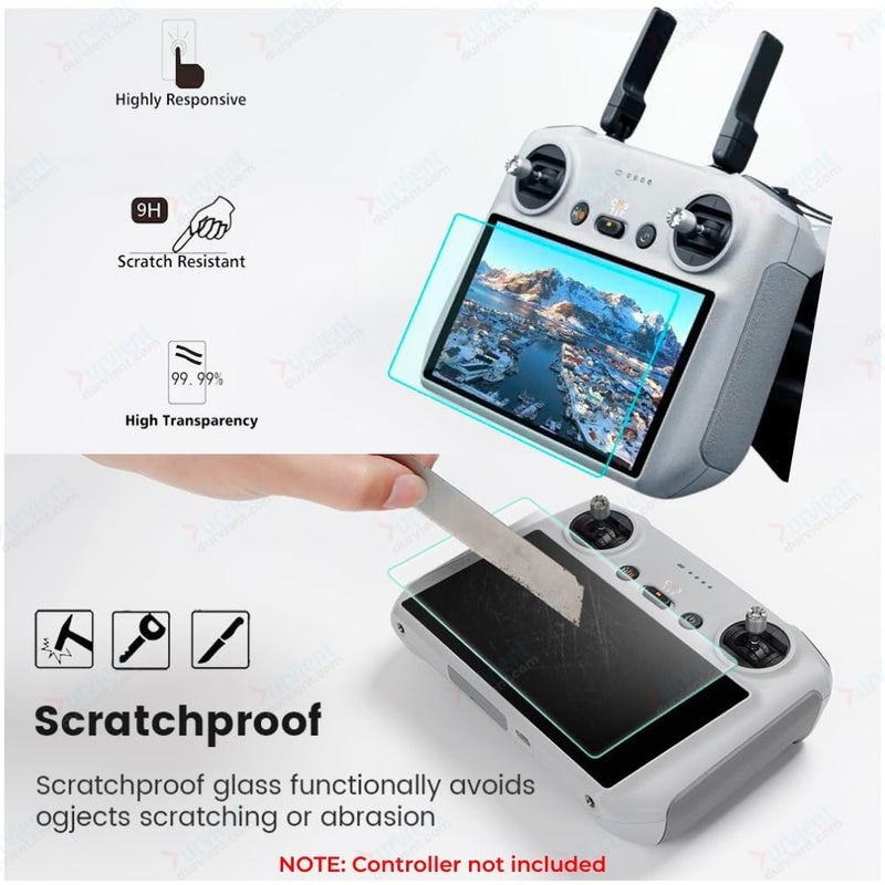 Durvient زجاج مقسى com® لجهاز DJI Smart RC/RC2 لجهاز DJI Air 3، Mini 4 Pro، Mini 3/3 Pro واقي شاشة عرض التحكم عن بعد للطائرات بدون طيار (زجاج، عبوة من 2) - Image 3