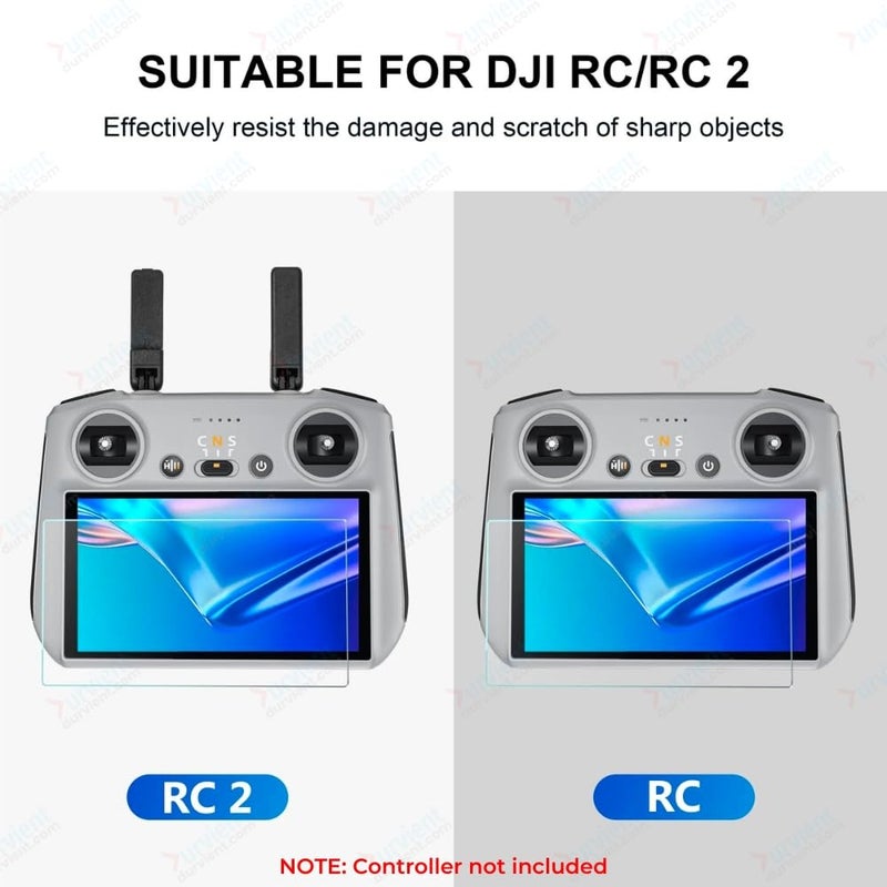 Durvient زجاج مقسى com® لجهاز DJI Smart RC/RC2 لجهاز DJI Air 3، Mini 4 Pro، Mini 3/3 Pro واقي شاشة عرض التحكم عن بعد للطائرات بدون طيار (زجاج، عبوة من 2) - Image 2