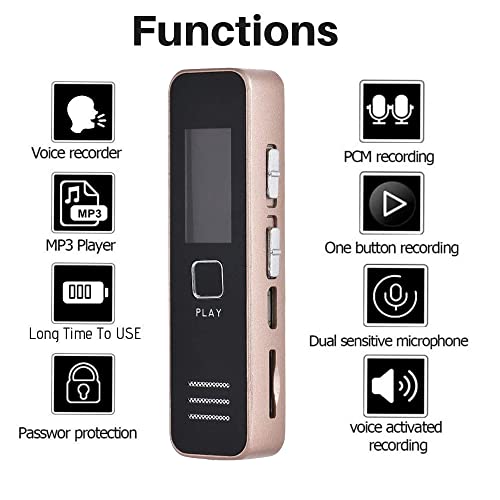 Technoview Digital Voice Recorder with 32 GB Micro SD Card Included Professional Audio Recorder MP 3 Player TF Card Dictaphone Record Microphone Sound Recording Device - Image 4