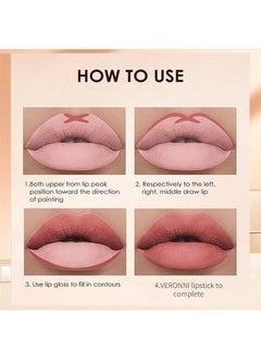VERONNI Lipstick Lipliner Setliquid Matte Lipstick Set Waterproof Lipstick And Lip Liner Pen Set Long Lasting Lip Gloss Set For Lip Makeup (06)  - Image 5