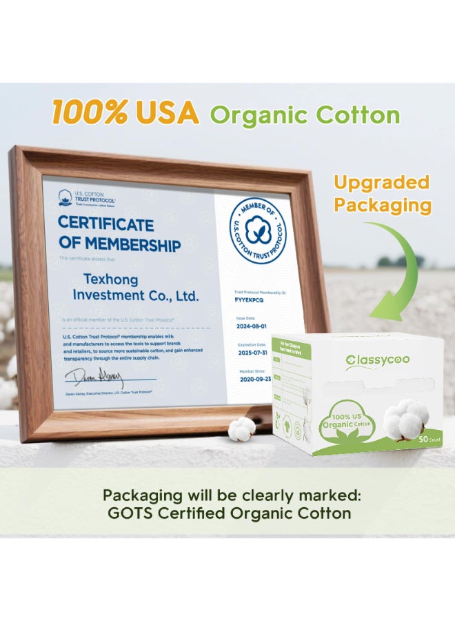 Classycoo XL Disposable Face Towel 100 Cotton UltraSoft for SensitiveSkin OdorFreeFacial Cleansing Wipes Makeup Remover Cloths for Travel Home Hand Dry Wipe12 x 10 Inch 50 Count - Image 4