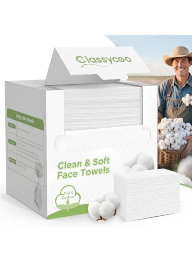 Classycoo XL Disposable Face Towel 100 Cotton UltraSoft for SensitiveSkin OdorFreeFacial Cleansing Wipes Makeup Remover Cloths for Travel Home Hand Dry Wipe12 x 10 Inch 50 Count - Image 1