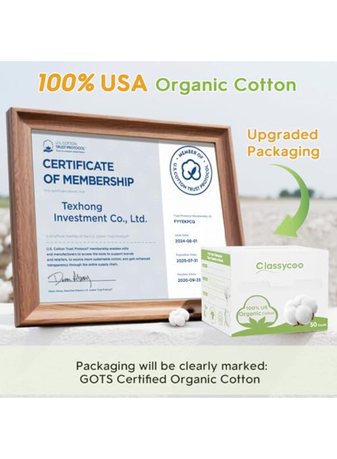 Classycoo XL Disposable Face Towel 100 Cotton UltraSoft for SensitiveSkin OdorFreeFacial Cleansing Wipes Makeup Remover Cloths for Travel Home Hand Dry Wipe12 x 10 Inch 50 Count - Image 3
