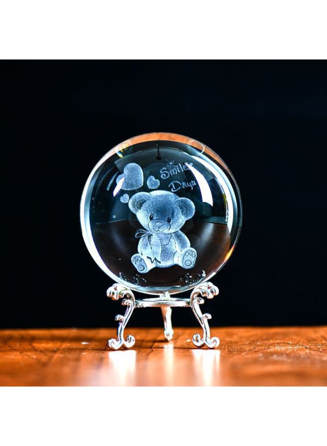 Children's Crystal Ball Music Music Box Little Girl's Birthday Gift Girl's Toy Star Projection Lamp-Color:Bear 8cm + Silver Tripod - Image 1
