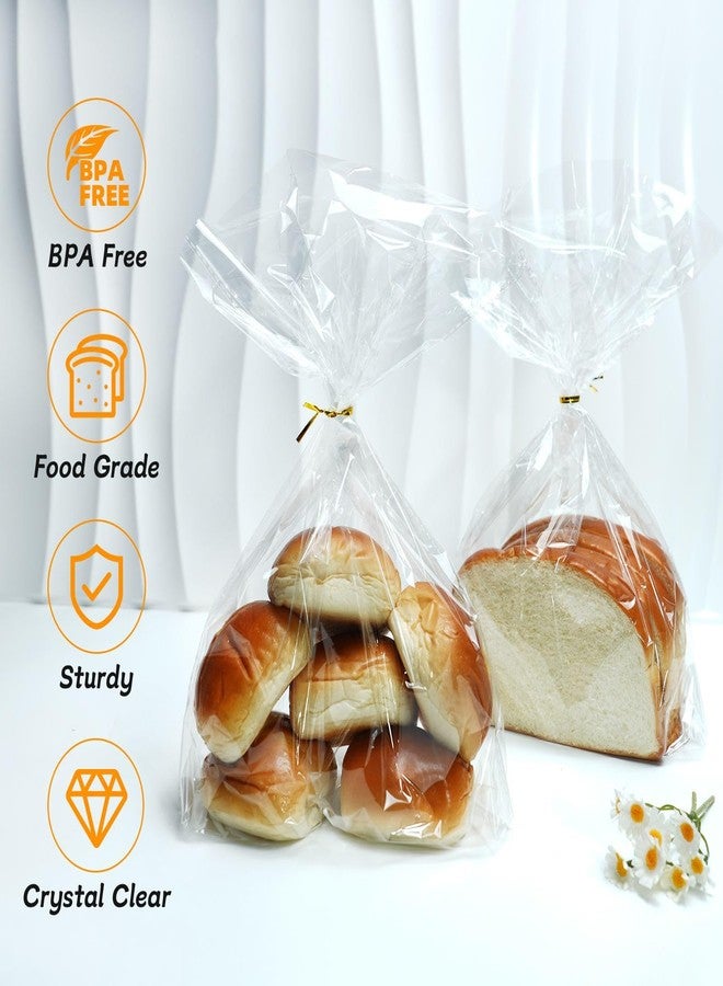 Cupplation Clear Flat Bottom Gusset Bread Bags with Twist Ties, 11x14x3.1 Inches, 50 Pack, Gift Bags for Popcorn, Cookie, Party Favors - Image 5