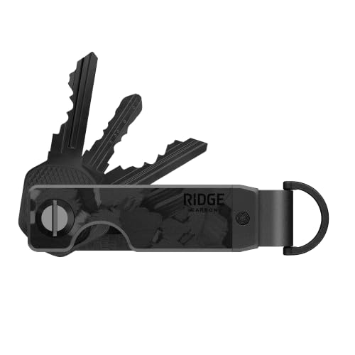 The Ridge Key Organizer - Compact Metallic Key Holder, Minimalist Innovative Keyholder, Smart Keychain Secures 2-6 Keys (Forged Carbon) - Image 1
