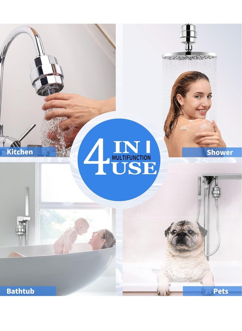 20 Stages Shower Filter for Hard Waterr (2 Cartridges Included) High Output Shower Water Filter for Chlorine and Fluoride Removal, Polished Chrome, Ion Water Softener Cartridge Shower Head System for Bathing to Prevent Dry Skin and Dry Hair