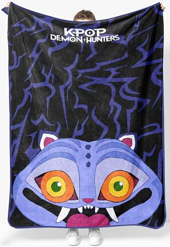 Jay Franco Kids Plush Throw Blanket Ultra Soft Cozy Plush Fleece for Bed Couch Sofa Home Dcor Official Licensed Derpy Black Kpop Demon Hunters 46x60 Throw Blanket - Image 1