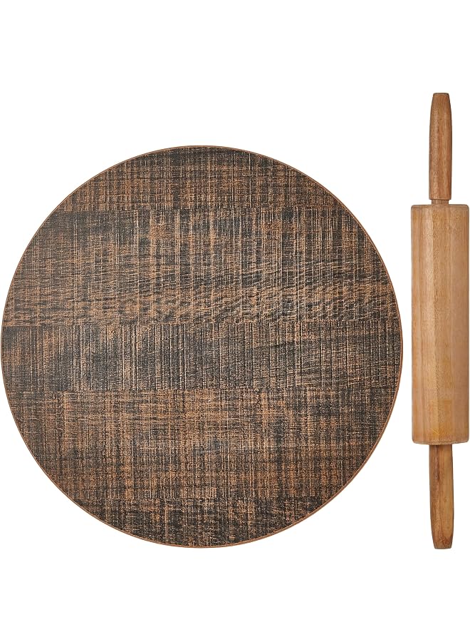 S-TOP Wooden Chakla belan with Rolling Pin | Rigag Maker Roti Pizza Chapati Flatbread Tortilla | Chapati Maker Asorted Desighns - Medium - 14 Inch Size - Image 1