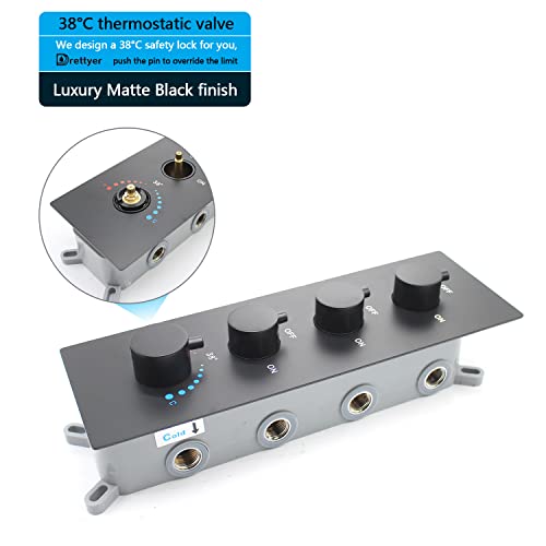 Drettyer 3 Outlets Shower Faucet Valve with Diverter - All Function Can Run Together, 3 Way Concealed Shower Control Valve Kit Mixer Mixing (Matte Black, 4 Handle) - Image 4