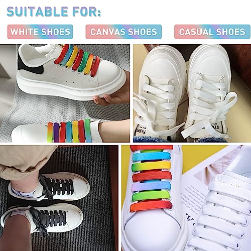 UamGlsob 2 Pairs 1/2''(1.2cm) Flat Thick Shoe Laces for Skate Shoes, Jumbo Fat Wide Shoelaces, Chunky Shoe Strings Replacement Laces for Alexander Mcqueen Sneakers (White, 54''/140cm) - Image 5