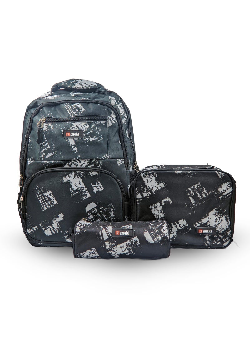 Nuzki Kids School Bag 3 Pcs/Set - Ultimate Student Backpack, Schoolbag, Pencil Case, and Lunch Bag Combo for Trendy Students. 15.5 Inch - Image 1