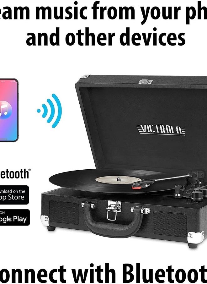 VICTROLA Vintage 3-Speed Bluetooth Portable Suitcase Record Player with Built-in Speakers | Upgraded Turntable Audio Sound|Brown, Model Number: VSC-550BT-BRW  - Image 2