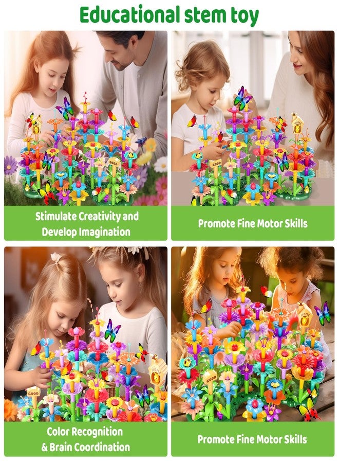 Doloowee 184Pcs Flower Garden Building Toys for Girls 3 4 5 6 7 Year Old, Upgrade DIY Building Stacking Toys, STEM Preschool Educational Toddler Toys Brain Development Kindergarten Kids Toy - Image 3