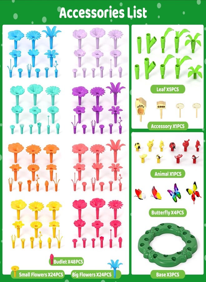 Doloowee 184Pcs Flower Garden Building Toys for Girls 3 4 5 6 7 Year Old, Upgrade DIY Building Stacking Toys, STEM Preschool Educational Toddler Toys Brain Development Kindergarten Kids Toy - Image 5