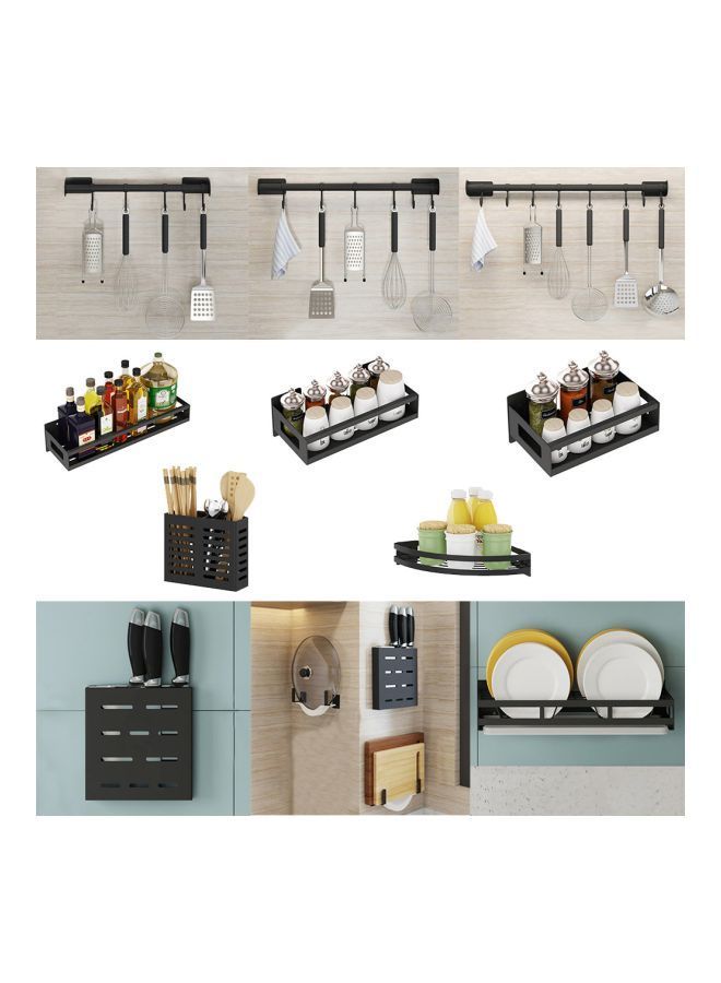 NIBEMINENT 2-Piece Wall Mounted Utensil Holder Hook Black 11x8x7centimeter  - Image 4
