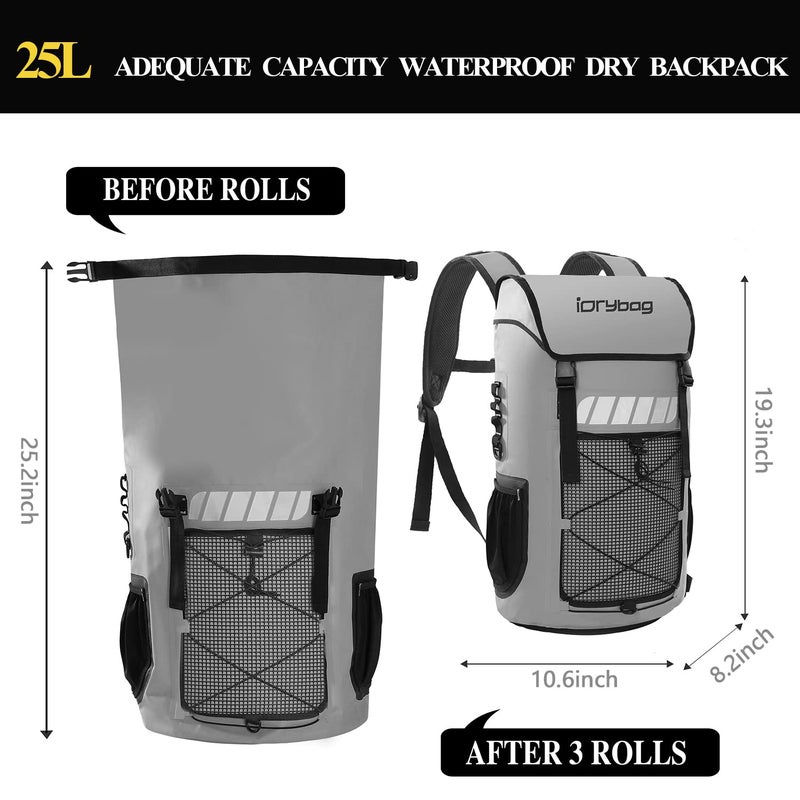 IDRYBAG Waterproof Backpack for Men 25L/45L, Dry Bags Kayak, Dry Backpack Camping Hiking - Image 3