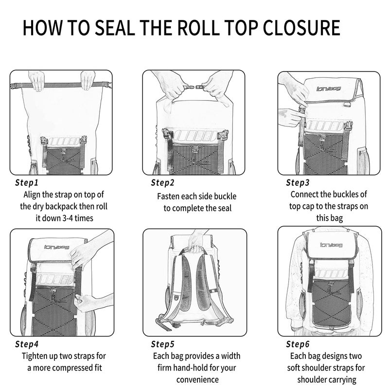 IDRYBAG Waterproof Backpack for Men 25L/45L, Dry Bags Kayak, Dry Backpack Camping Hiking - Image 5