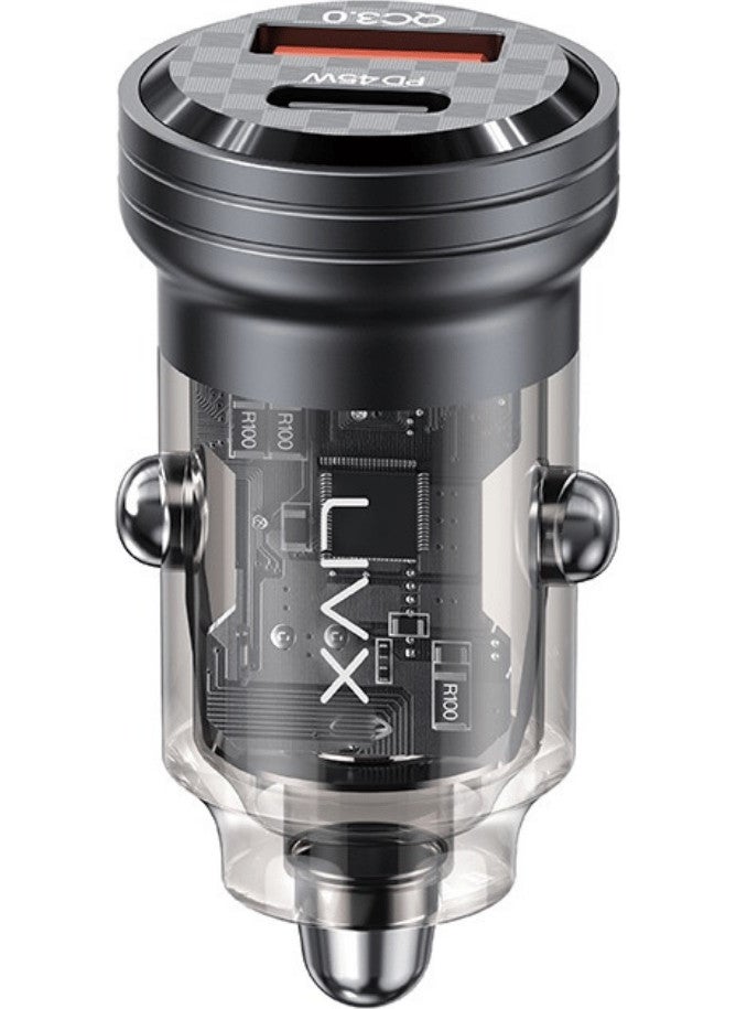 Livx - Transparent 45W Pd/qc Type C and USB Output Ultra Fast Mini Car Charger L35 - Image 1