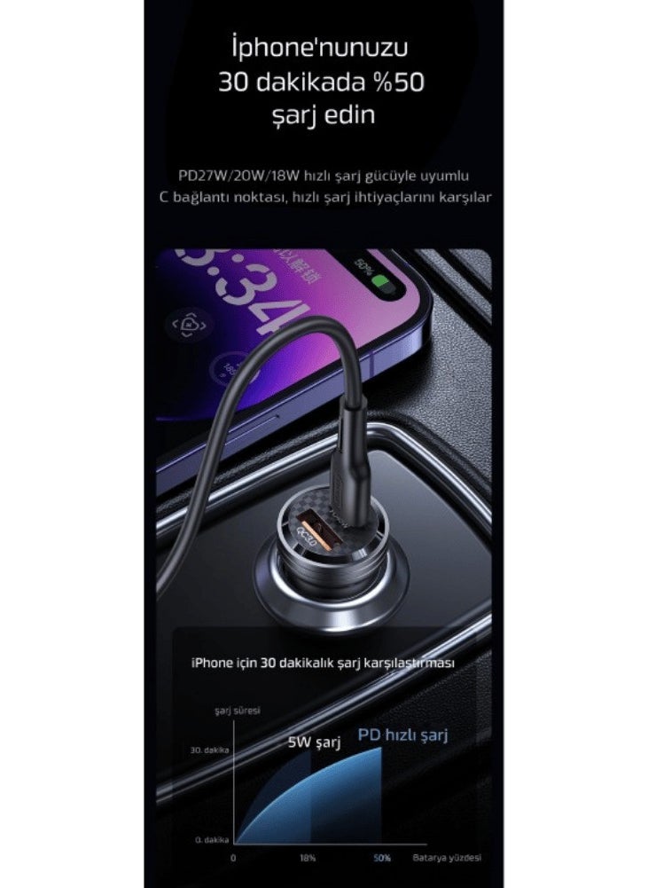 Livx - Transparent 45W Pd/qc Type C and USB Output Ultra Fast Mini Car Charger L35 - Image 1