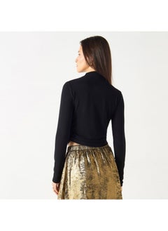2Xtremz 2Xtremz Textured High Neck Top with Long Sleeves  - Image 4
