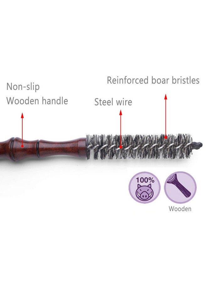 Perfehair Mini Boar Bristle Round Brush For Short Hair, Small Round Barrel Brush For Blow Drying-0.85 Inch Diameter