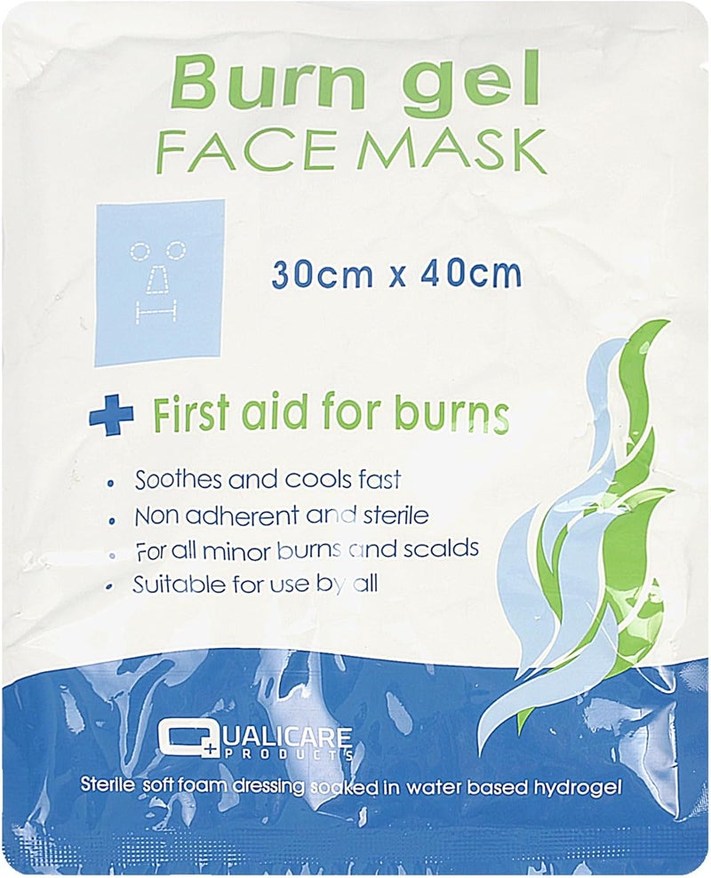 Burn Gel Face Mask 30cm x 40cm Sterile Soft Foam Dressing Soaked in WaterBased Hydrogel