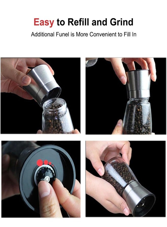 TooWoom Pepper Grinder Salt Grinder, 8inch Stainless Steel Pepper Mill w/Adjustable Coarseness, Refillable Salt with Funnel, Cleaning Brush, Manual Pepper Grinder for Black Peppercorns - Image 5