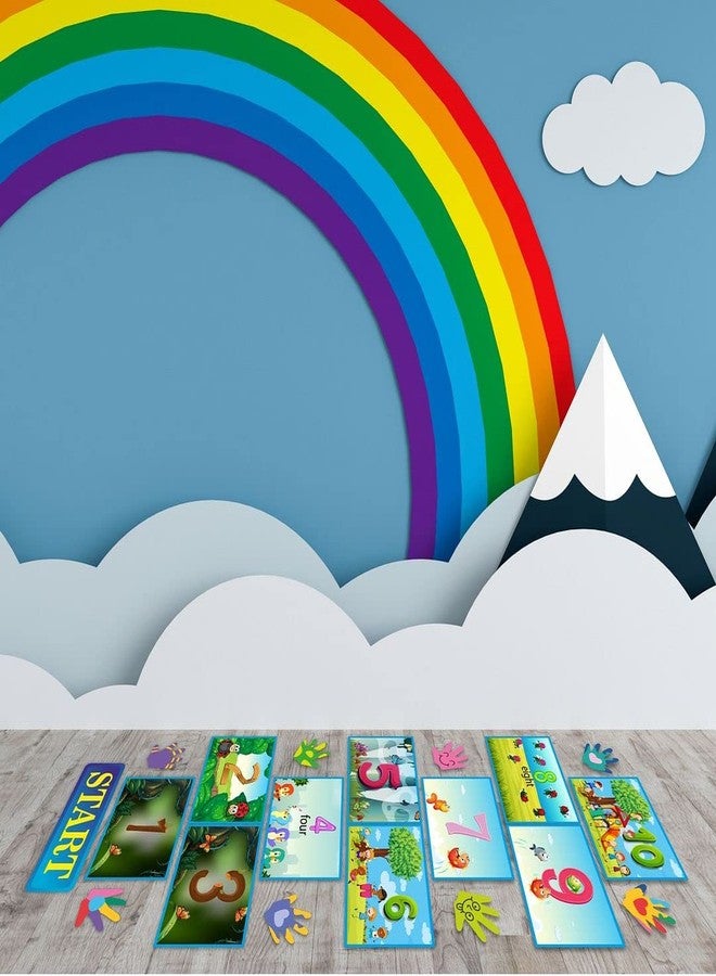 CVANU Creative Art of Hopscotch Game Stickers Number Jumping Grid Game Butterfly Birds Fish Nature Design Floor Decals PVC Vinyl for Children Living Room etc, Multicolour, Size (36.5x98.5) inch - Image 2