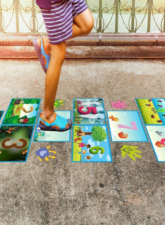 CVANU Creative Art of Hopscotch Game Stickers Number Jumping Grid Game Butterfly Birds Fish Nature Design Floor Decals PVC Vinyl for Children Living Room etc, Multicolour, Size (36.5x98.5) inch - Image 4