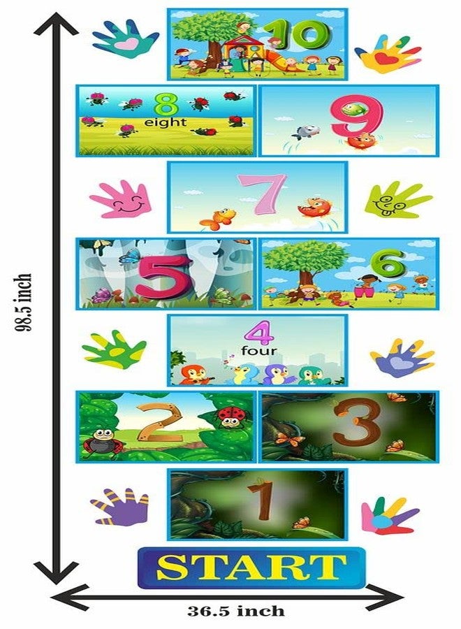 CVANU Creative Art of Hopscotch Game Stickers Number Jumping Grid Game Butterfly Birds Fish Nature Design Floor Decals PVC Vinyl for Children Living Room etc, Multicolour, Size (36.5x98.5) inch - Image 5