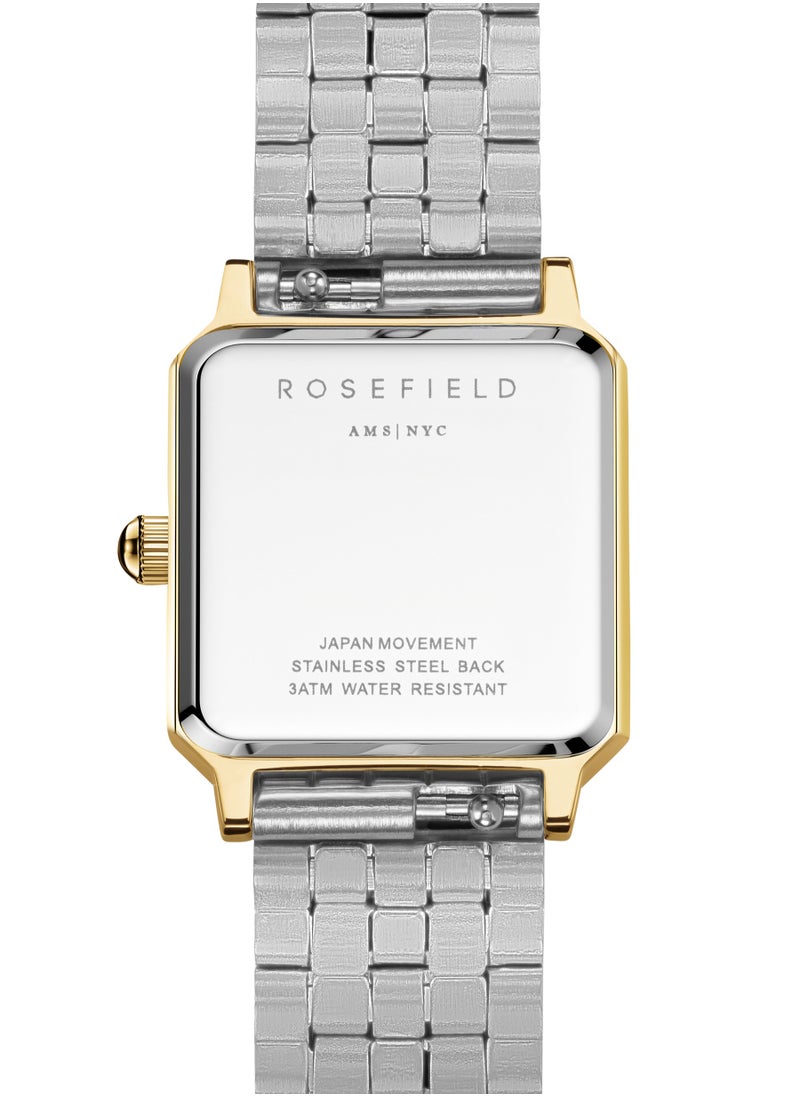 RoseField Rosefield The Boxelle Duotone, White Dial Steel Strap Women Watch, BWDSG-B03  - Image 4