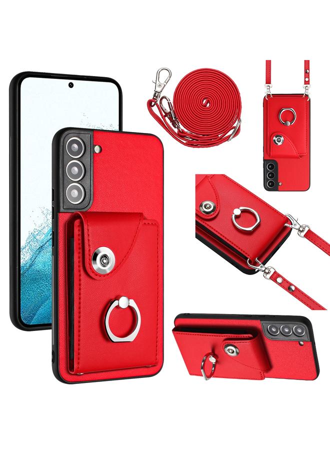 S-TOP Case For Samsung Galaxy S22 5G Organ Card Bag Ring Holder Phone Case with Long Lanyard - Image 1