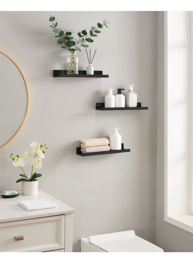 SONGMICS رفوف عائمة من سونغميكس، مجموعة من 3 رفوف حائط، لإطارات الصور والتحف، لغرفة المعيشة، المكتب المنزلي، المطبخ، الحمام، أسود - Image 4