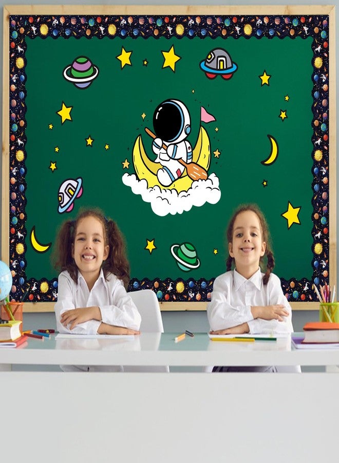 Leezead 2 Rolls Outer Space Border, 65.6 Ft Galaxy Scalloped Borders Trim Night Sky Classroom Bulletin Board Border Trim for Back to School Classroom Bulletin Boards Chalkboard Wall Decor - Image 2