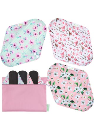 wegreeco Charcoal Reusable Menstrual Pads - Reusable Sanitary Pads | Reusable Panty Liners | Soft Cloth Menstrual Pads - 6 Pack with 1 Cloth Mini Wet Bag (M, Cherry Blossoms) - pzsku/ZAF5461F7A00A84CA066CZ/45/_/1744284539/a026e16d-2e52-4473-af87-170ee01ba29e