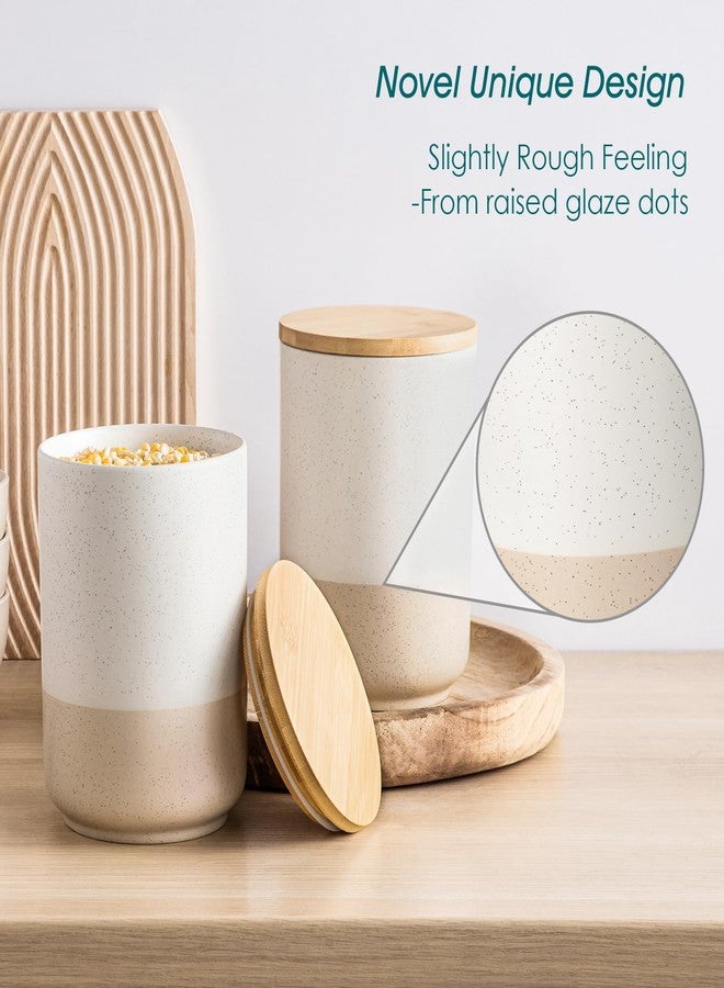 vancasso Sabine Canister Sets for Kitchen Counter, 74 OZ Large Ceramic Food Storage Jars with Airtight Wood Lids, Large Kitchen Canisters for Coffee, Sugar, Tea, Flour, 2 Pieces - Image 4