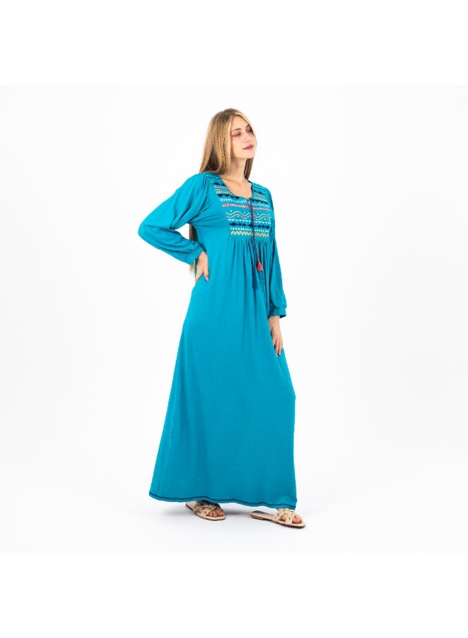 zecotex  Classic Embroidered Viscose Abaya | Modest Long Sleeve Nightgown | Comfortable & Elegant Women's Homewear  - Image 5