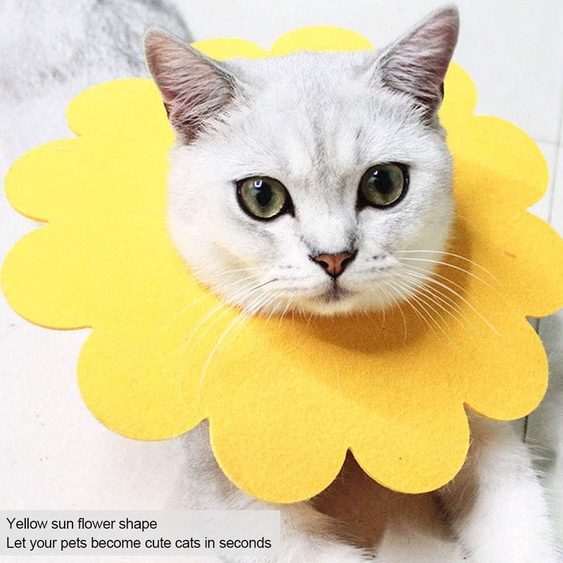 Pet Cat Recovery Collar, Soft Cone with Yellow Flower, 5pcs - Anti Bite and Lick Wound Protection, Comfortable Felt Fabric for Healing (XL) - Image 4