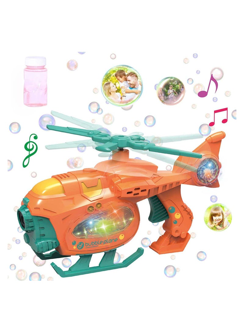 SYOSI Bubble Machine Bubble Blower Bubble Maker for Kids with Lights Music Helicopter Toy Bubble Blower Maker with Bubble Solutions Automatic Bubble Maker Birthday Gifts for Kids Boys Girls Age 3+ - Image 1