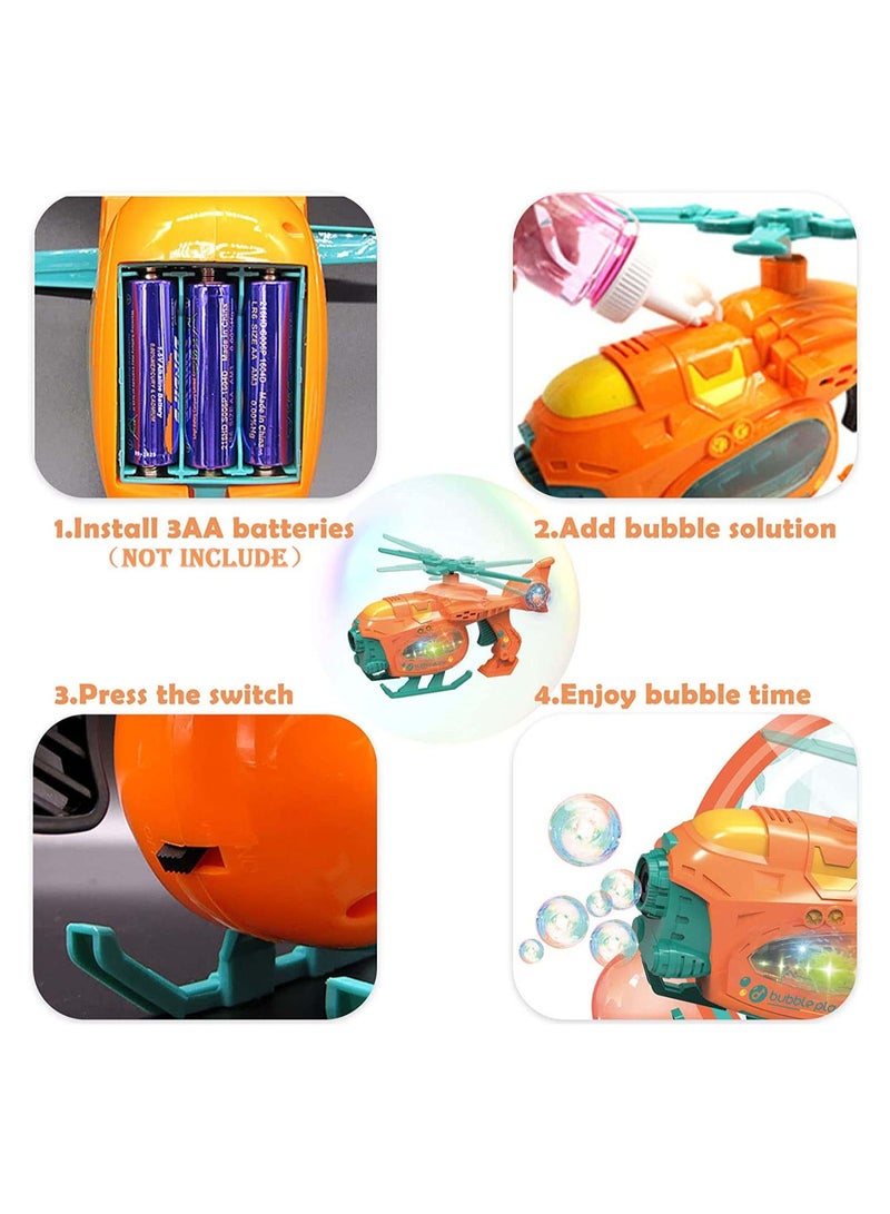 SYOSI Bubble Machine Bubble Blower Bubble Maker for Kids with Lights Music Helicopter Toy Bubble Blower Maker with Bubble Solutions Automatic Bubble Maker Birthday Gifts for Kids Boys Girls Age 3+ - Image 3