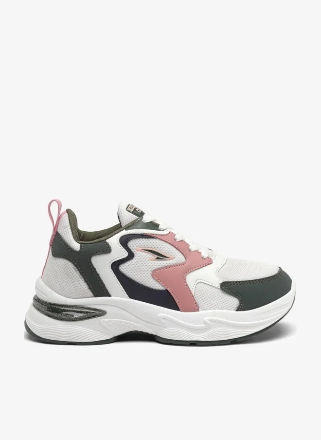 Asian Stylish White Olive Peach Sneakers for Women and Girls