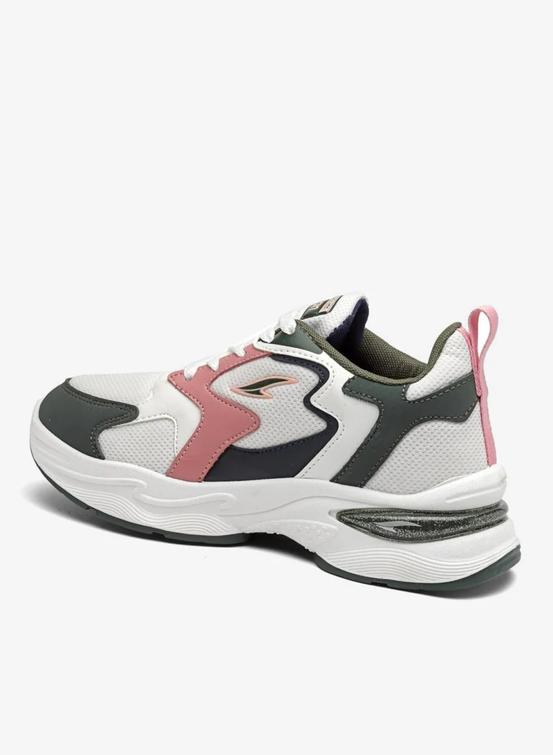 Asian  Stylish White Olive Peach Sneakers for Women and Girls for Women | Best Price UAE