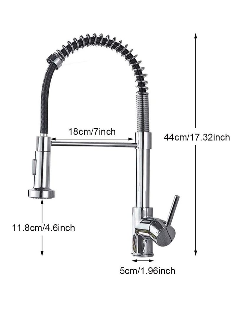 Kitchen Tap with Pull Down Lead-Free Spring Kitchen Sink Mixer tap Solid Brass Single Handle Single Hole 360° Swivel Sprayer Mixer Tap Cold and hot Fittings UK Standard Chrome - pzsku/ZAF54A7DF383ABFB0C841Z/45/_/1738740714/74b0b72f-5358-4c61-b897-c04d8b8c3974