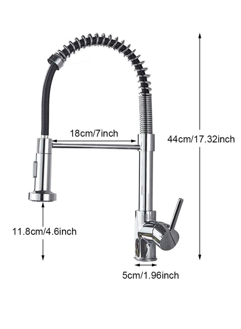 Sundex Kitchen Tap with Pull Down Lead-Free Spring Kitchen Sink Mixer tap Solid Brass Single Handle Single Hole 360° Swivel Sprayer Mixer Tap Cold and hot Fittings UK Standard Chrome - Image 2