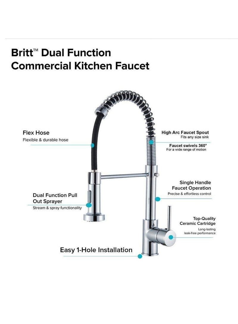 Sundex Kitchen Tap with Pull Down Lead-Free Spring Kitchen Sink Mixer tap Solid Brass Single Handle Single Hole 360° Swivel Sprayer Mixer Tap Cold and hot Fittings UK Standard Chrome - Image 3